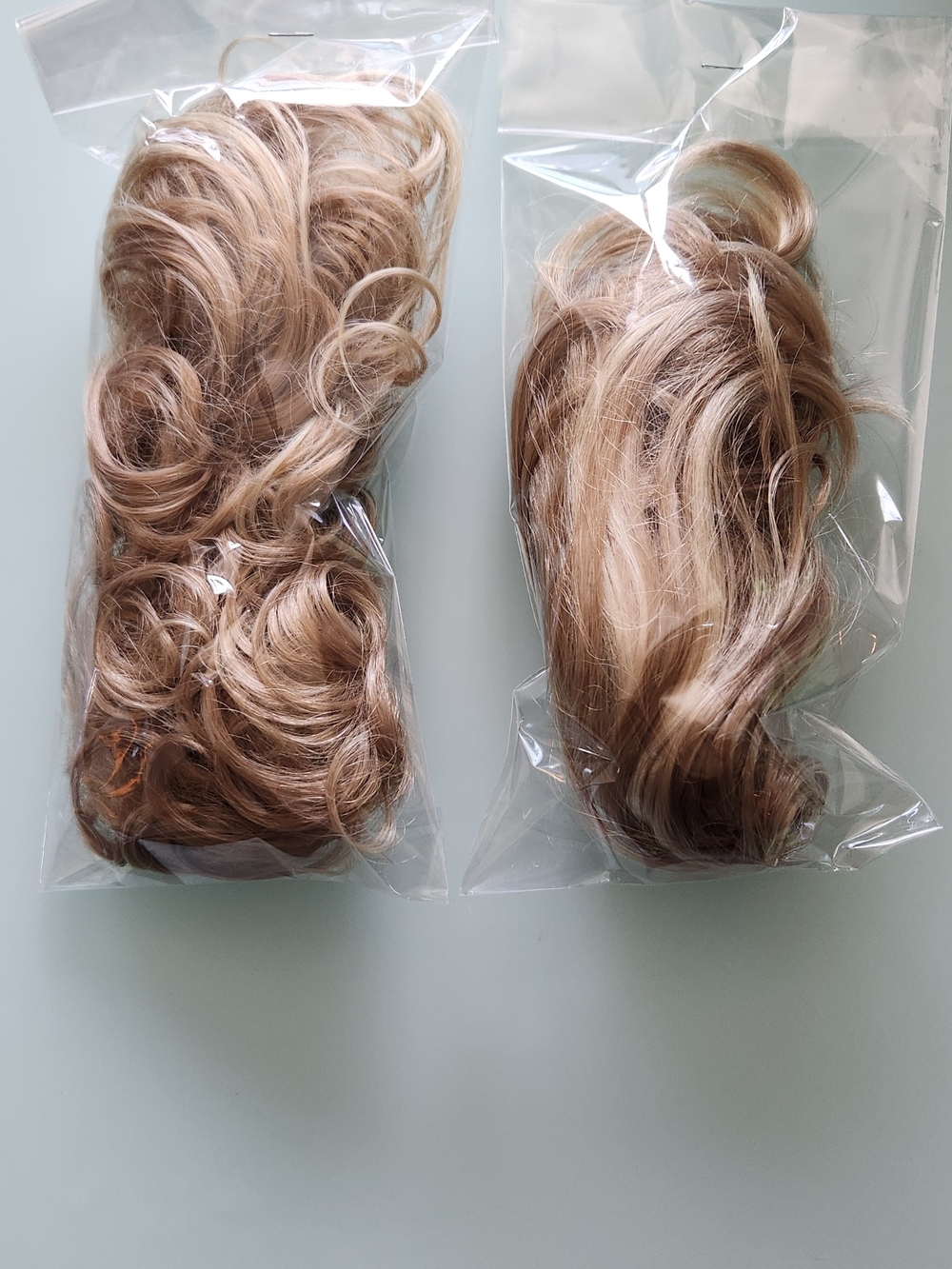 Blonde Clip-In Hairpiece Extension - Natural Light Blonde, 2- Hair Ties.